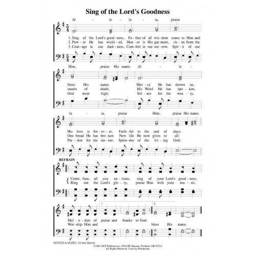 Sing Of The Lord S Goodness Pdf Song Sheet