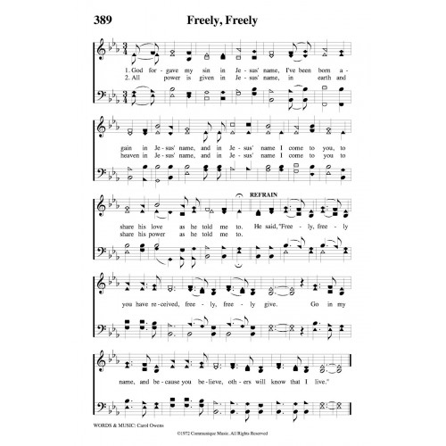 Freely Freely Methodist Pdf Song Sheets